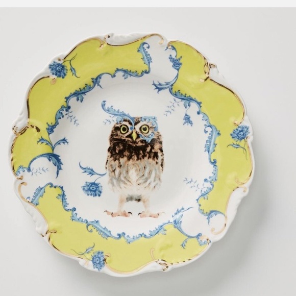 Anthropologie Lou Rota Mother Nature Dessert Plate- Owl - Picture 1 of 2